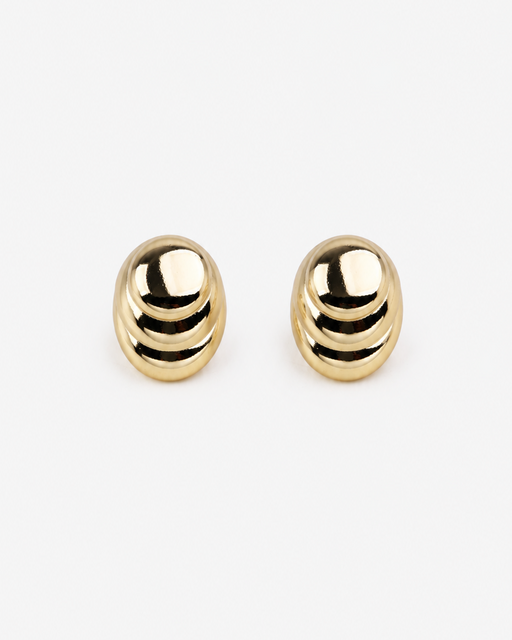 Pair of gold earrings on a white background