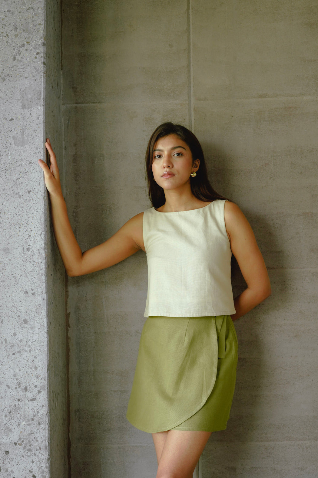 Rowan Linen Wrap Skirt - Olive