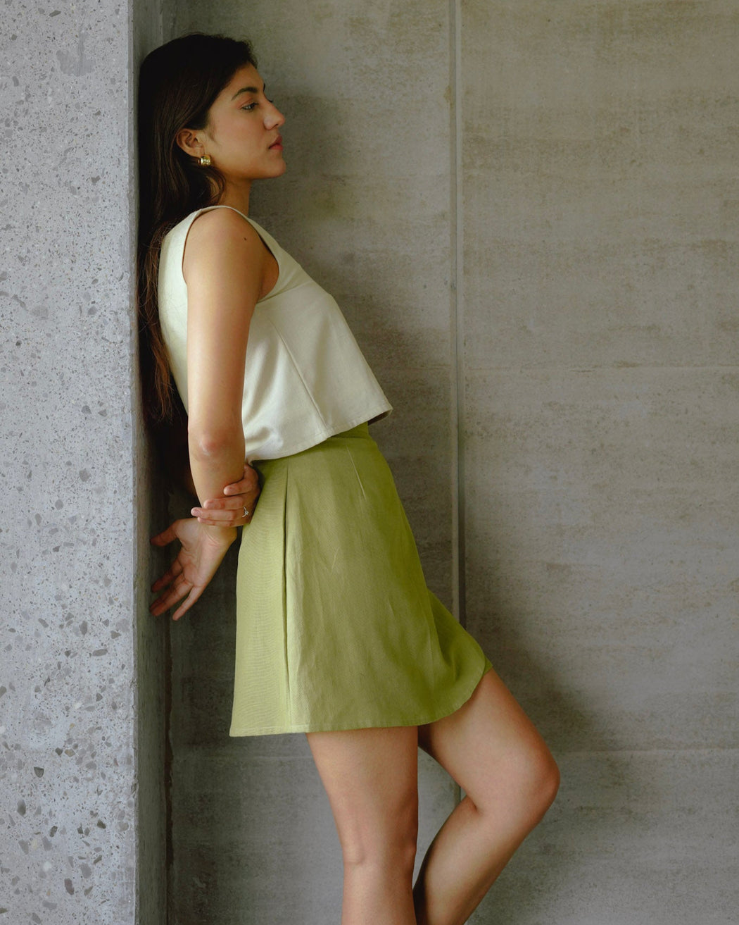 Rowan Linen Wrap Skirt  - Olive