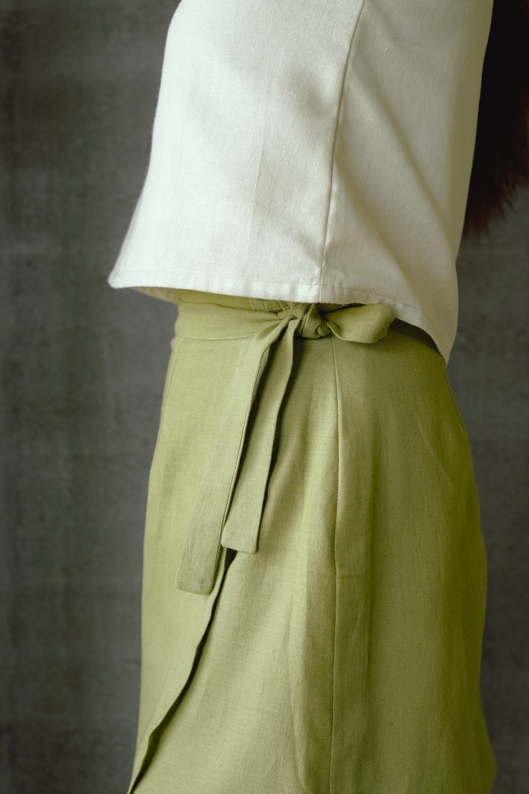 Rowan Linen Wrap Skirt - Olive