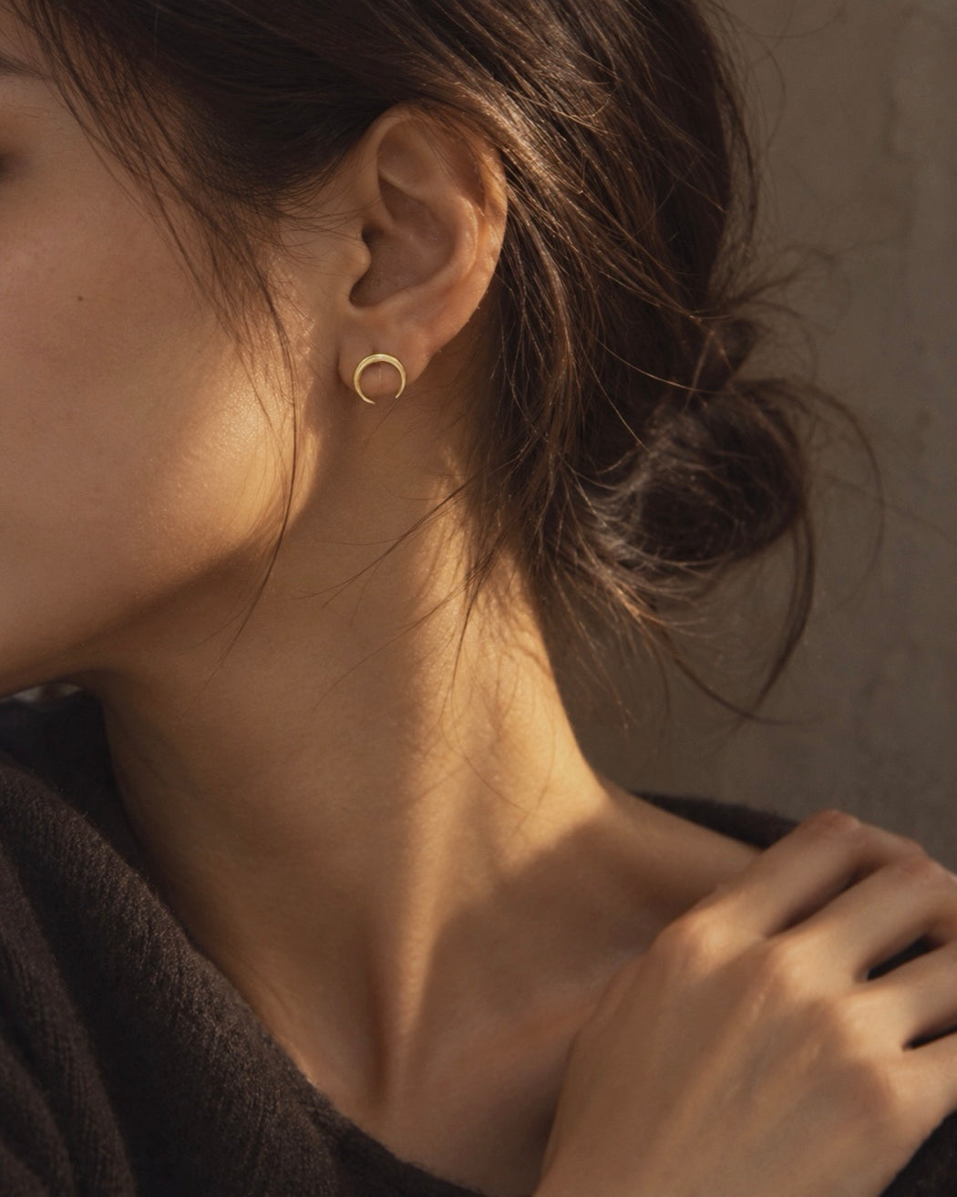 Selene Inverted Crescent Moon Earrings