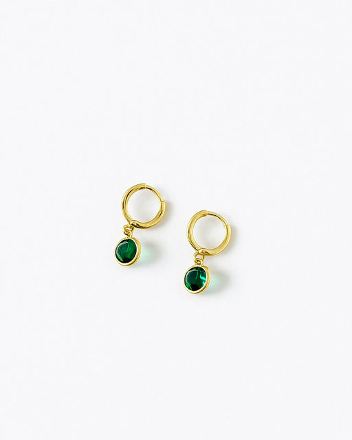 April gold hoop earrings 16K gold-plated brass on white background