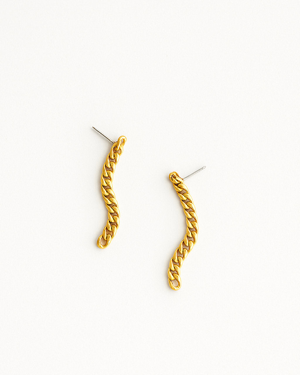 Ariana gold chain earrings 24K gold-plated brass on white background