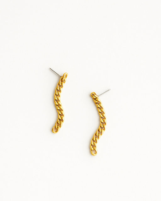 Ariana gold chain earrings 24K gold-plated brass on white background