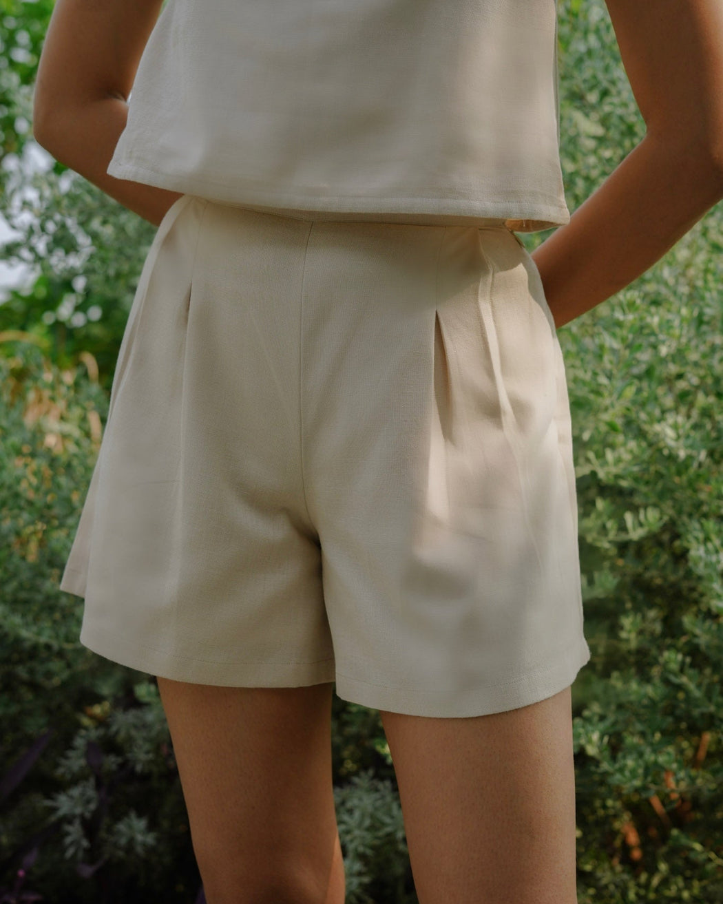 Frankie Linen A-Line Shorts - Pearl