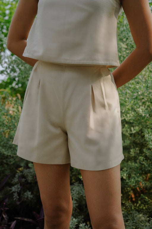 Frankie Linen A-Line Shorts - Pearl