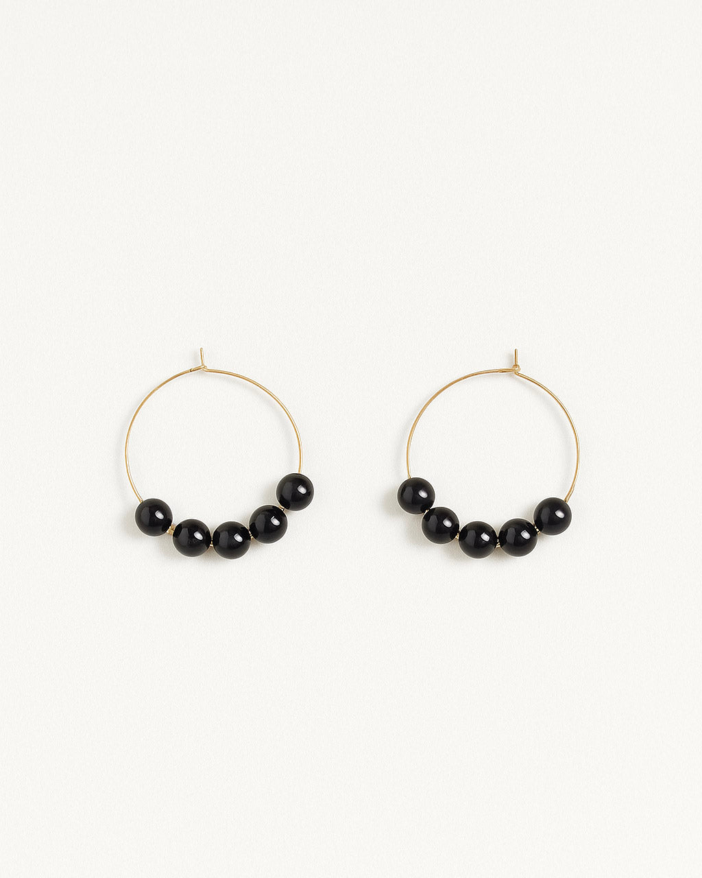 Nova gold beaded hoop earrings 24K gold-plated brass on white background