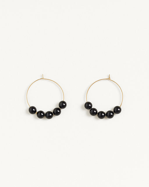 Nova gold beaded hoop earrings 24K gold-plated brass on white background